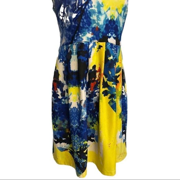 Cynthia Rowley Abstract Watercolor Fit And Flare Dress Sz 8 - Picture 3 of 12